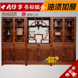 中式书柜博古架多宝阁实木雕花书架组合仿古办公家具展示柜特价