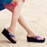宝人 夏季人字拖女沙滩坡跟高跟凉拖 时尚松糕厚底拖鞋夹脚凉拖鞋