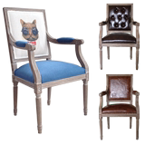 带扶手椅欧式方背餐椅实木酒店椅子复古餐桌椅咖啡厅椅子柞木头像