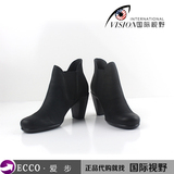 新品ECCO女鞋切尔西短靴爱步代购75MM粗跟套脚现代高跟女靴263513