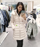 2015冬韩版爆款中长款大毛领活腰带女式羽绒服超厚3色棉衣外套
