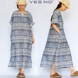 yesno原创设计夏季清凉薄款超宽松文艺棉麻长裙连衣裙袍
