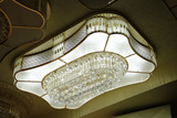 新品个性长方形led吸顶灯酒店KTV卧室客厅灯金黄色传统时尚水晶灯