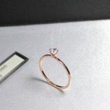日韩版镀18K玫瑰金单钻戒极细钛钢彩金裸钻戒指超细女食指首饰品