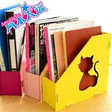 韩国DIY木质桌面收纳盒文件架书架办公收纳杂志整理架资料架包邮