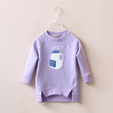 包邮2015年加绒冬款新款女童牛奶瓶卫衣儿童宝宝长袖圆领套头衫