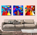 现代 客厅装饰画欧式无框画壁画 挂画花瓶沙发背景墙画抽象三联画
