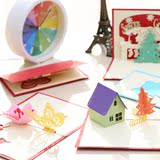 创意3D立体贺卡创意手工纸雕卡片圣诞节情人节感恩节新年春节礼品