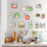 可爱食物卧室墙壁装饰墙贴纸搞怪卡通厨房冰箱贴画环保自粘随心贴