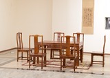 雅楠阁中式楠木家具仿古餐桌餐椅 环保餐厅家具实木长餐桌椅