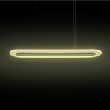现代简约LED亚克力吊灯 极简前台餐厅个性创意长条椭圆形北欧跑道