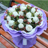 19朵白红玫瑰生日爱情祝福玫瑰花情人节预订南昌花束三八八节上海