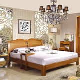 简约1.8米1.5米实木床 婚床双人床 休闲田园橡木床 现代中式家具