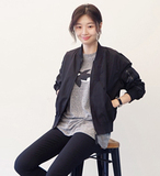 韩国代购2016春装新款韩版女装修身短款纯棉飞行员夹克棒球薄外套