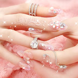 成品美甲贴片 粉色可爱日常花朵背胶假指甲 日系新娘美甲成品