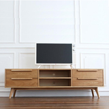 日式纯全实木电视柜简约小户型北欧白橡木胡桃木地柜客厅家具1.8