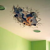 佩格3D立体墙贴儿童卧室天花板透视墙贴画客厅酒店破顶装饰3D墙纸
