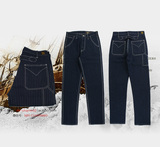 RRL 美式复古 阿美咔叽 男铁路竖条纹工装裤子靛蓝直筒原色牛仔裤