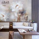 大型客厅沙发卧室背景墙 壁纸壁画墙纸装饰画 时尚中国风油画荷花