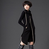 秋季韩版马甲毛衣女式中长款前长后短无袖羊毛针织背心裙时尚外搭