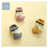 婴儿袜子秋冬棉 宝宝船袜早教地板袜韩国卡通动物不对称松口短袜