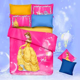 蝶菲家纺纯棉儿童床上用品公主芭比3D粉色卡通全棉磨毛三四件套件