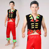 苗族演出服成人侗族壮族少数民族舞蹈服装男士表演服打鼓舞台服装