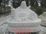 石雕弥勒佛像大型汉白玉石雕莲花底座笑和尚佛像寺庙大型佛像摆件