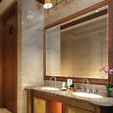 巴布奇卫生间镜子 防雾镜壁挂浴室镜 美式欧式全实木橡木色卫浴镜