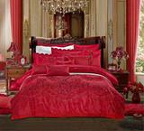 晋帛家纺专柜正品提花婚庆6 10件套 凡尔赛玫瑰贡缎红色