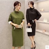 时尚套装2016春秋新款女装套装裙春季韩版潮流羊毛针织包臀裙两件