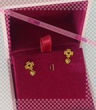 PINKBOX专柜 足金特色款十字架心形耳环 送人自用佳品 现货
