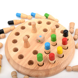 儿童木制益智六颜色配对记忆棋智力桌面棋盘游戏智力亲子互动玩具