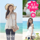 4-10 A109-6863 夏季新款韩版女装气质超级仙飘逸抹胸雪纺衫上衣