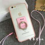 粉色iphone6s指环支架手机壳 苹果6plus硅胶套超薄透明5s情侣软壳
