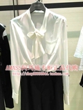 阿玛施专柜正品代购夏款白色蝴蝶结飘带长袖衬衫特价5001-300601