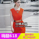 台湾女装专柜正品朋艺剪标大红色无袖连衣裙特价女装 W