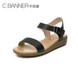 C.BANNER/千百度2016夏新品牛皮/羊皮革舒适简约低跟凉鞋A6314416