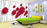3D无缝壁画立体玫瑰花卉卧室背景墙影视墙墙纸壁画装饰画壁纸壁画