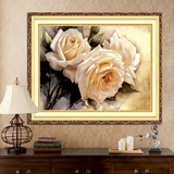 皇家KS3D印花十字绣5D新款客厅餐厅大幅欧式油画白玫瑰油画花瓶