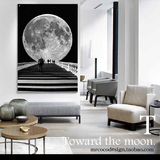 奔向月球现代黑白挂画过道宾馆走廊客厅墙面无框小清新玄关装饰画