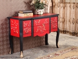 欧美式家具田园风格家具红色彩绘玄关柜门厅柜玄关台桌书桌展示桌