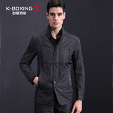 劲霸男装专柜正品2015秋季新品欧版修身款中长版夹克BKZX3508