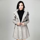 圣迪奥风衣2016新款女士秋装 灰色拼接外套上衣S14381804