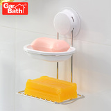 欧式吸盘壁挂式香皂盒 不锈钢双层肥皂盒 卫生间免打孔双格肥皂架