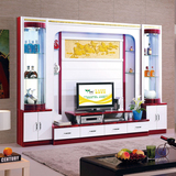 电视背景墙组合柜烤漆大小户型客厅简约现代红白影视装饰视听酒柜