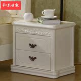 整装 白色实木床头柜 榉木色海棠色橡木简易床头柜 储物柜