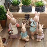 创意可爱兔子摆件陶瓷软装饰品客厅卧室电视柜家居电脑桌橱窗摆设