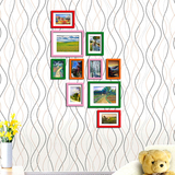 门厅彩色照片墙组合创意儿童房相框墙环保宝宝成长实木相片墙