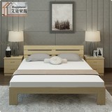 简易木床1.5米双人床1.8米松木床简约现代经济型原木床全实木床